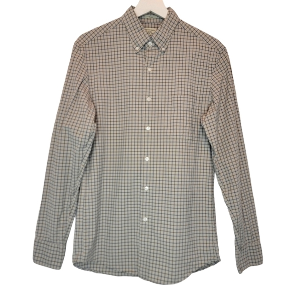 J.CREW Window Pane Plaid Grey Oxford Button Down Shirt Slim Men's Small Cotton - Picture 1 of 11